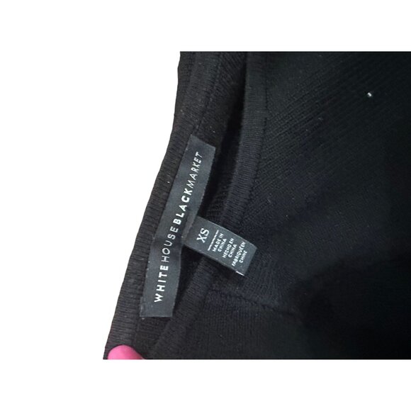 WHITE HOUSE BLACK MARKET WHBM Black Long Sleeve Ruffle Trim Blouse Top Size XS - Picture 3 of 6